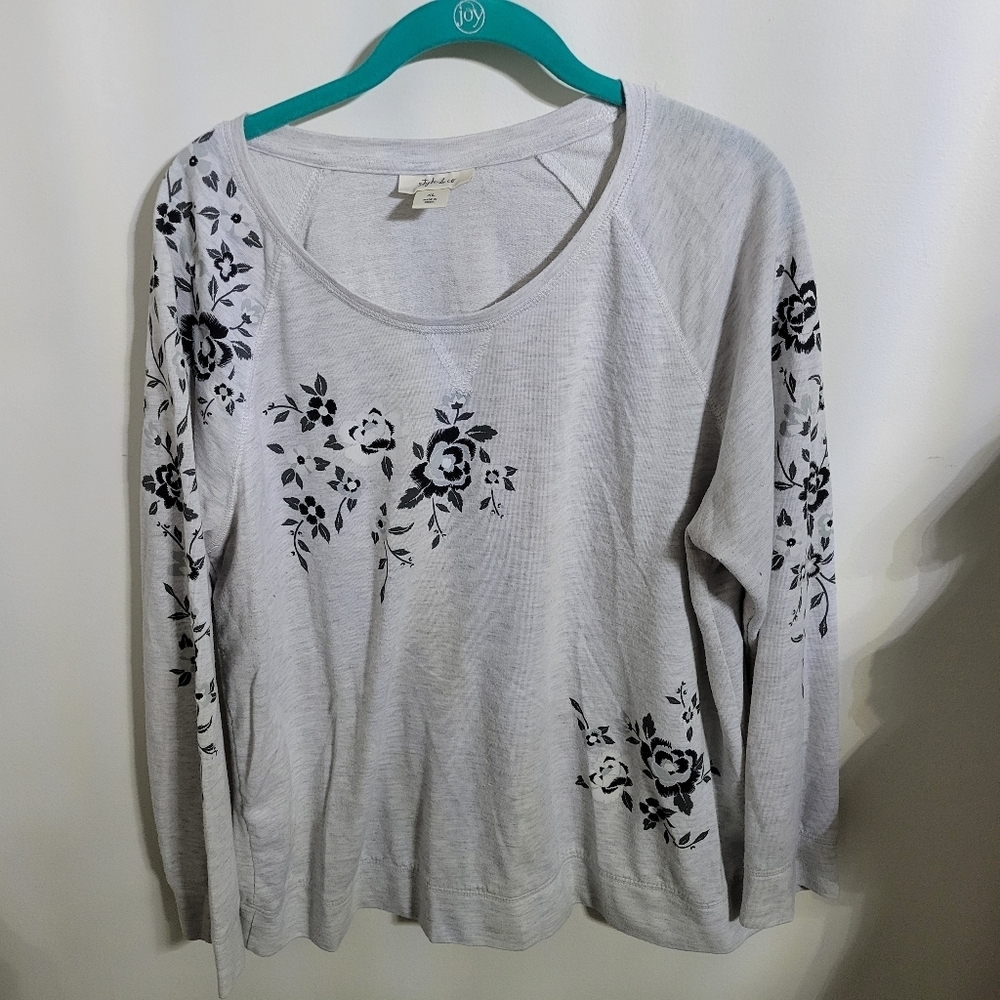 Style & Co Gray Crew Neck Floral Sweater / Shirt L, Size XL